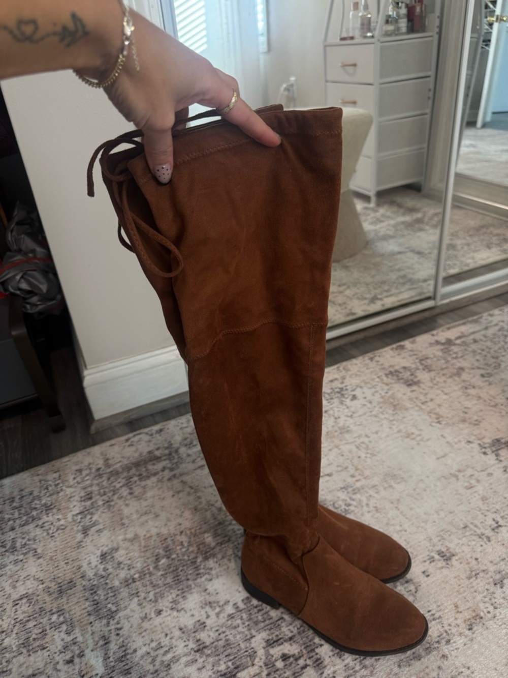 Target Chestnut Brown Over-the-Knee Suede Boots - Picture 2 of 2